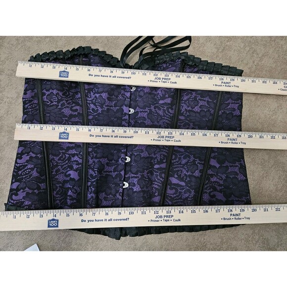 NEW Purple Black Lace Design Corset Top Sweetheart Crop Womens Size 6XL Plus - Picture 10 of 14